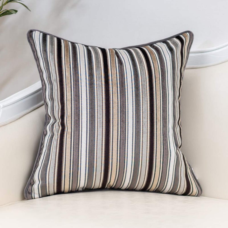 Yangest Grey Striped Throw Pillow Cover Multicolor Velvet Cushion Cover Modern Bohemian Pillowcase for Sofa Couch Bedroom Living Room Home,20x20 Inch - Image 1